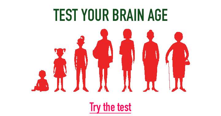 Banner for Evaluate your brain's age through a test.