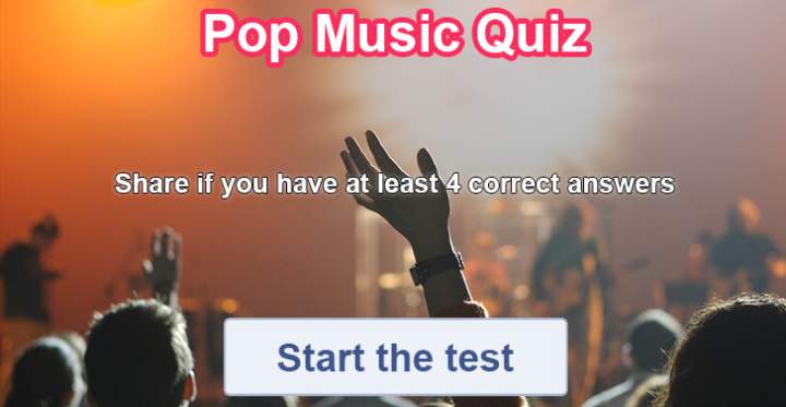 Banner for Pop music quiz with a mix of genres.